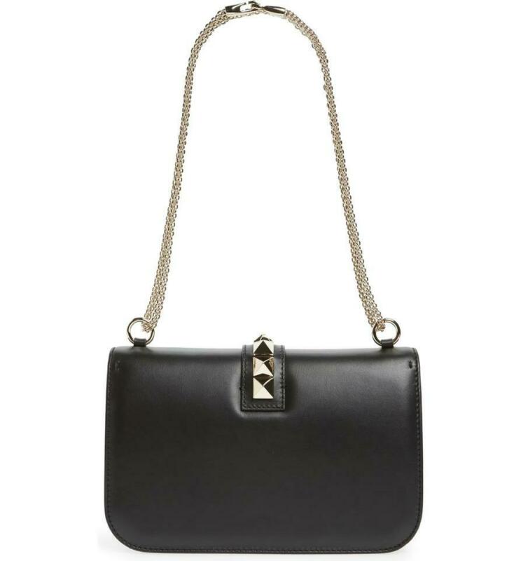 Valentino Shoulder Medium Lock Black Leather Cross Body Bag