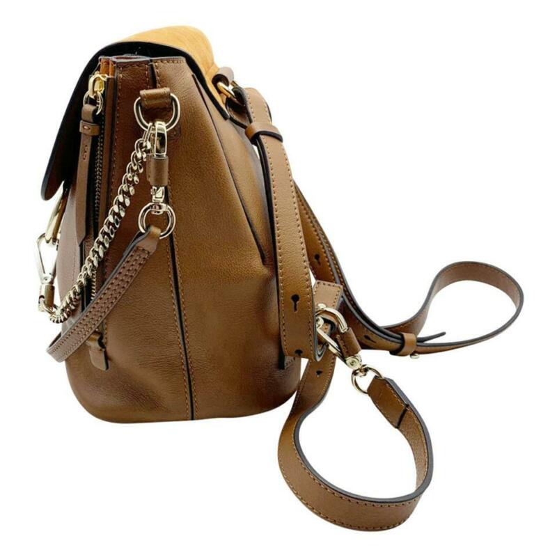 Chloé Faye Small Suede and Tobacco Brown Leather Backpack