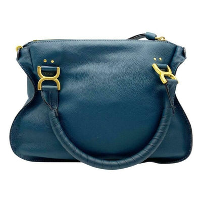 Chloé Marcie Medium Satchel Blue Leather Shoulder Bag