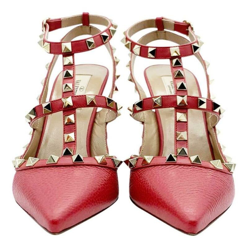 Valentino Pink Rockstud T-strap Rock Pumps