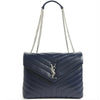Saint Laurent Monogram Loulou Medium Navy Blue Calfskin Leather Shoulder Bag