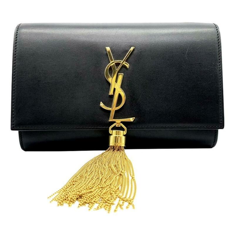 Saint Laurent Monogram Kate Shoulder Small Smooth Tassel On Chain Black Calfskin