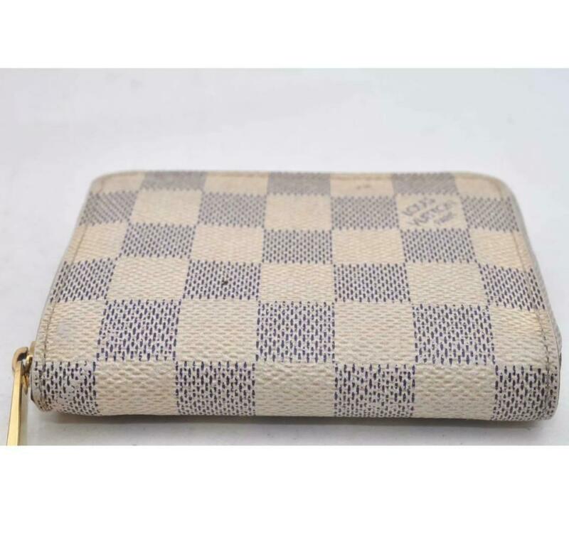 Louis Vuitton White Zippy Coin Purse Damier Azur Wallet