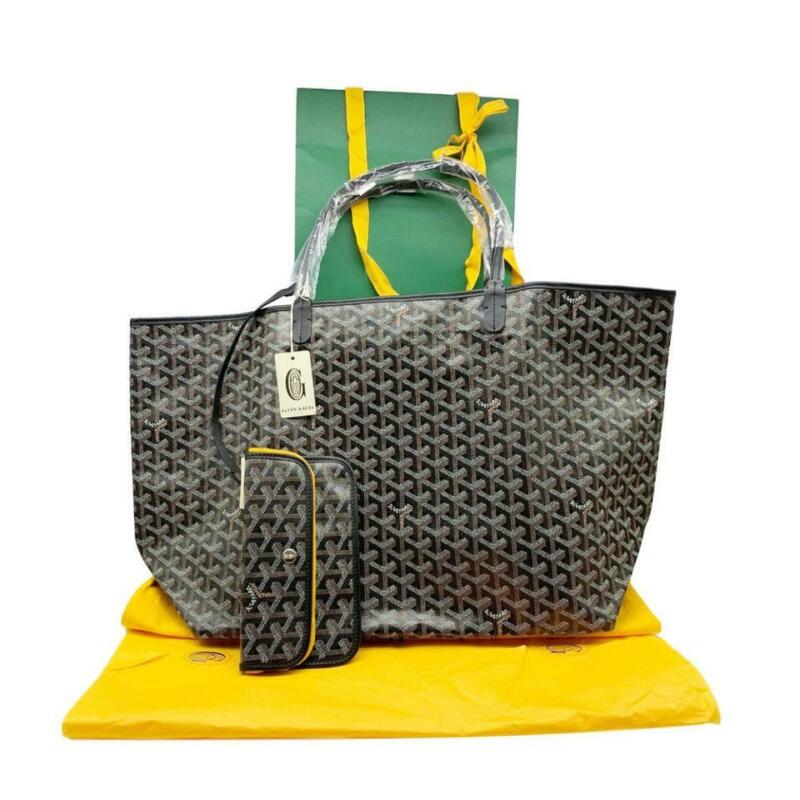 Goyard Goyardine Saint Louis Gm Black Coated Canvas and Leather Tote