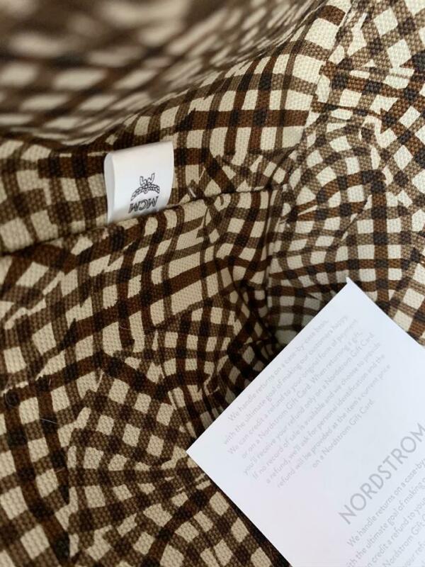 MCM Medium Anya Diamond Visetos Shopper Pale Light Pink Coated Canvas Tote