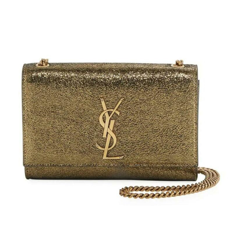 Saint Laurent Monogram Kate Monogram Ysl Small Metallic Gold Leather Cross Body