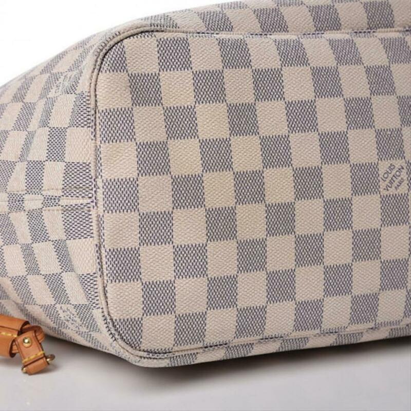 Louis Vuitton Neverfull Mm with Pouch White Damier Azur Canvas Tote