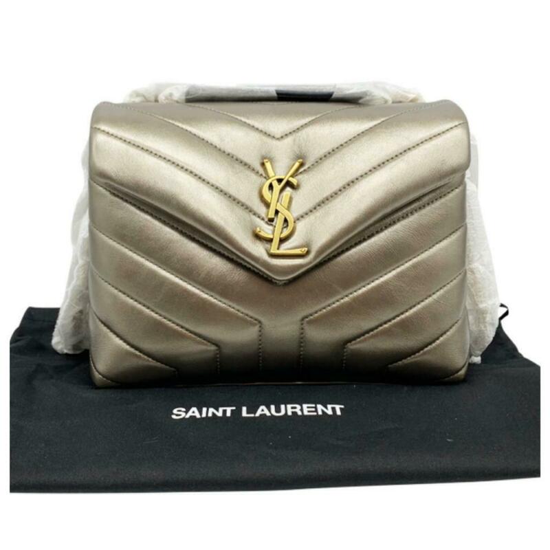 Saint Laurent Monogram Loulou Small Metallic Silver Leather Shoulder Bag