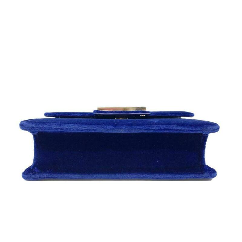 Gucci Shoulder Broadway Small with Square G Blue Velvet Cross Body Bag