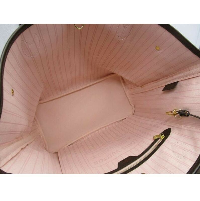 Louis Vuitton Neverfull 2019 Mm Damier Ebene Rose Ballerine Brown Coated Canvas