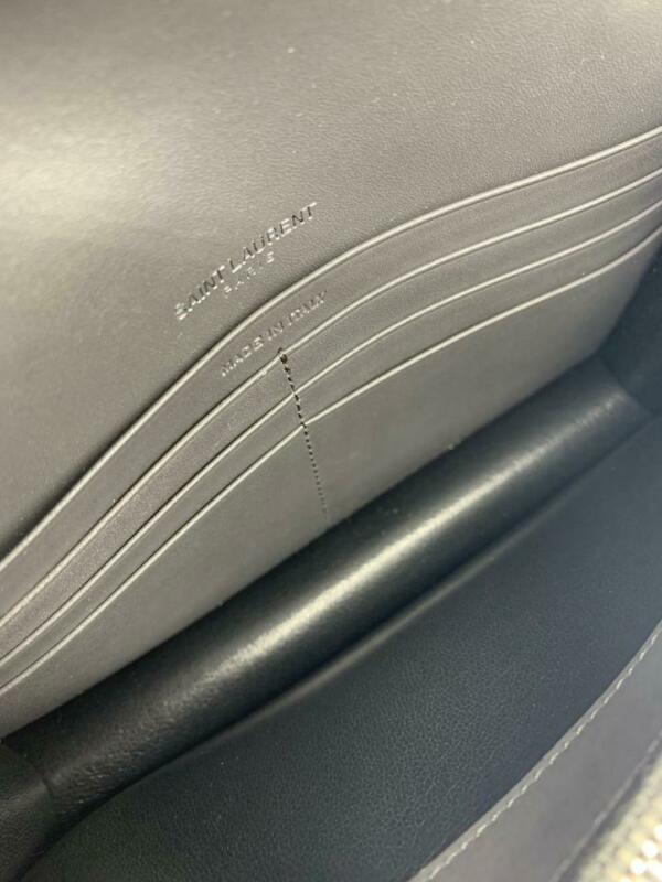 Saint Laurent Monogram Kate Chain Wallet Monogram Tassel Graphite Grey Leather