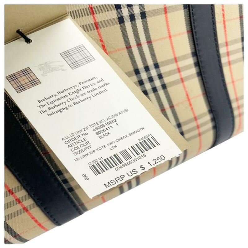 Burberry Bag Link 1983 House Check Shoulder Black Coated Canvas Tote