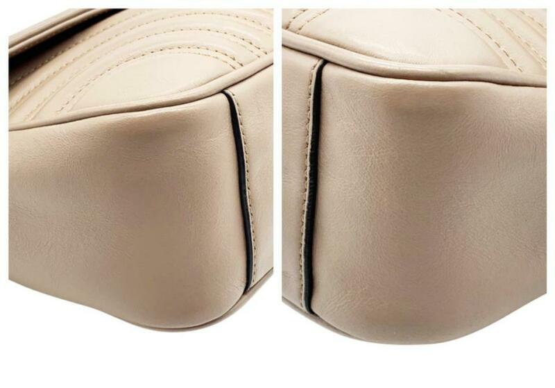 Gucci GG Marmont Calfskin Matelasse Small Nude Pink Leather Shoulder Bag