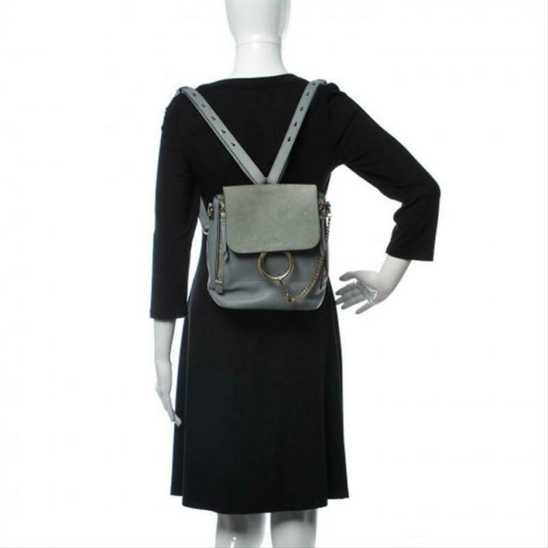 chloe mini faye backpack cloudy blue Calfskin Day Shoulder Bag 1225413 FASHIONPHILE tone and silver Chlo Faye Suede Calfskin Small