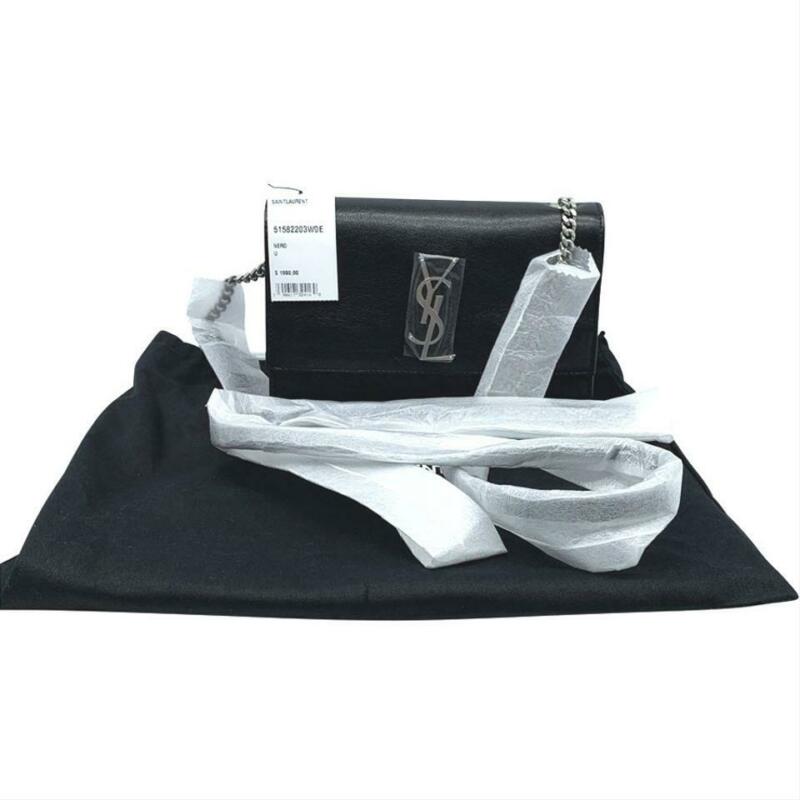 Saint Laurent Monogram Shoulder Sunset Small Black Leather Cross Body Bag