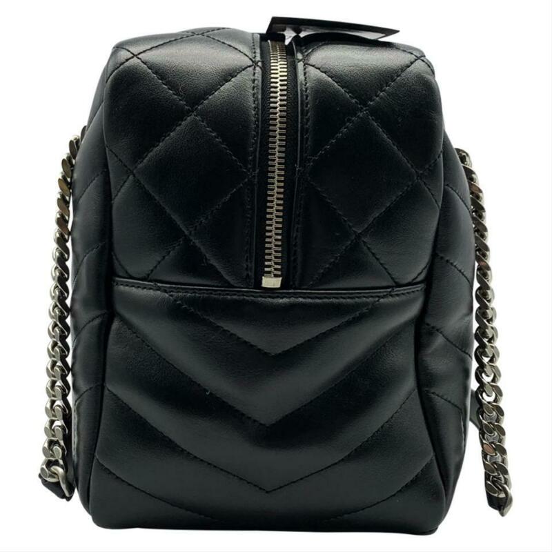 Saint Laurent Monogram Loulou Bowling Medium Black Calfskin Leather Shoulder Bag