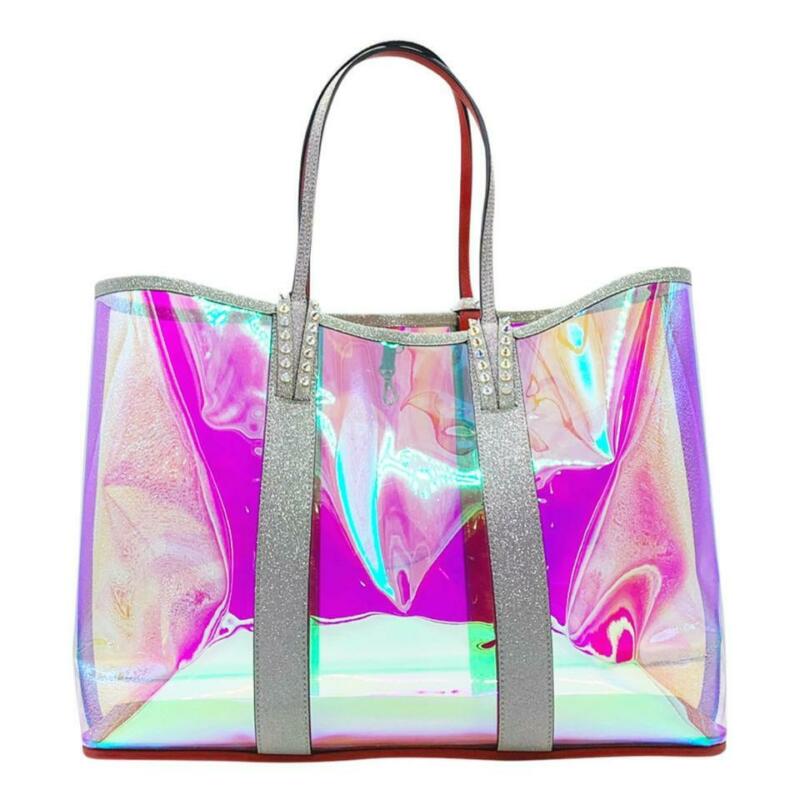 Christian Louboutin Cabata Transparent Glitter Sunset Silver Pvc Tote