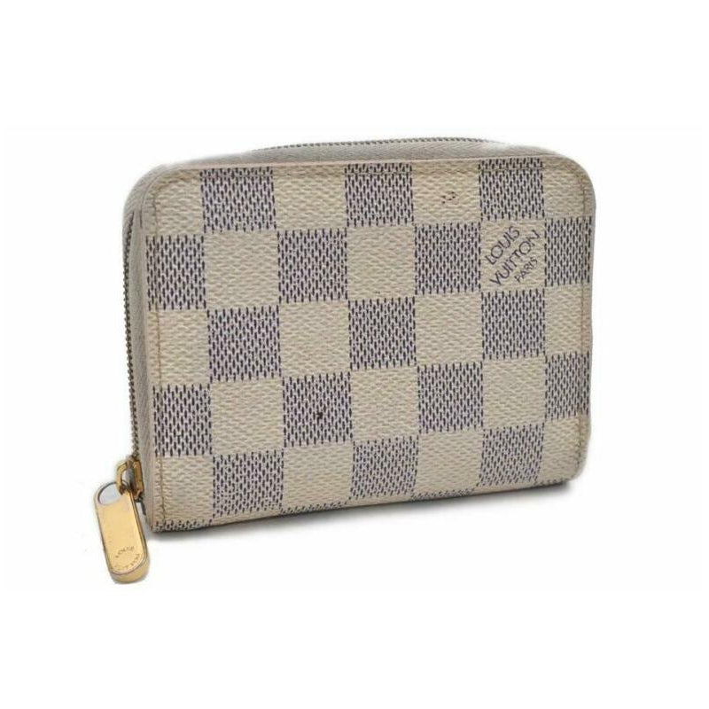 Louis Vuitton White Zippy Coin Purse Damier Azur Wallet