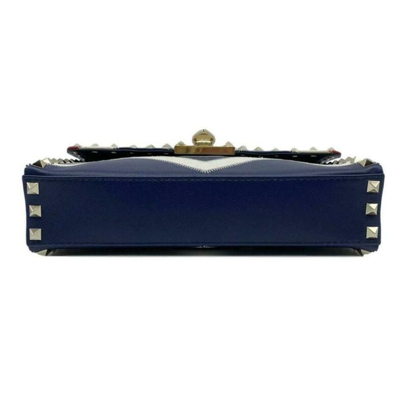 Valentino Shoulder Small Rockstud Blue Leather Cross Body Bag