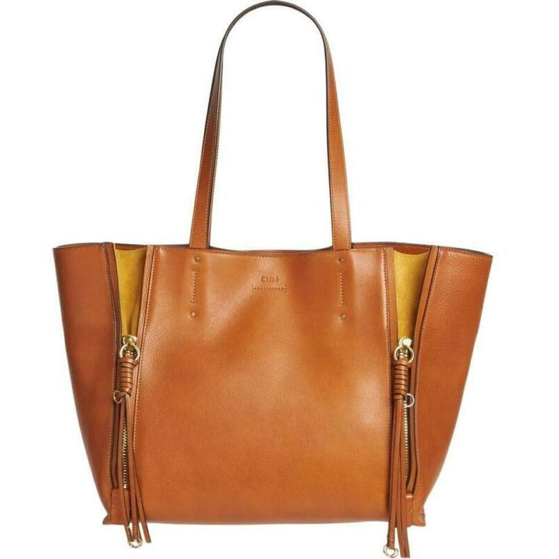 Chloé Milo Caramel Medium Calfskin Brown Leather Tote