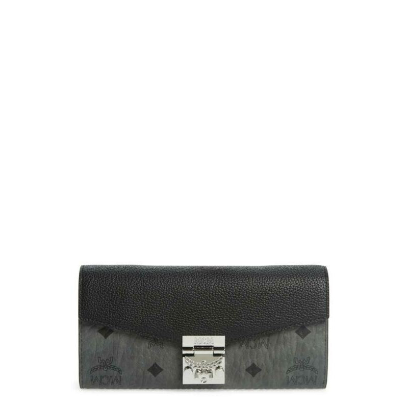 MCM Patricia Visetos Wallet On A Chain Black Leather Cross Body Bag