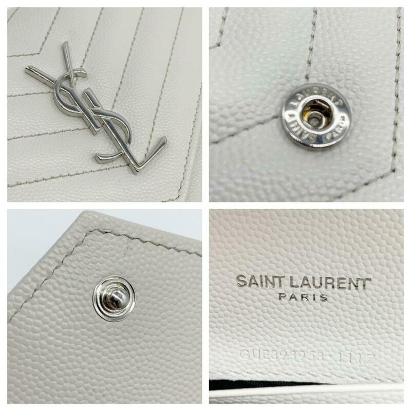 Saint Laurent Wallet Monogram Envelope Grain De Poudre Matelasse Chevron Chain