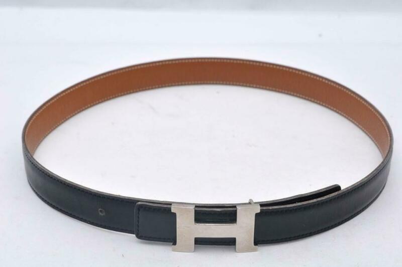 Hermès Black Constance Reversible Leather 70 Belt