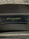 Saint Laurent Chain Wallet Small Envelop Metallic Monogram Silver Leather Cross
