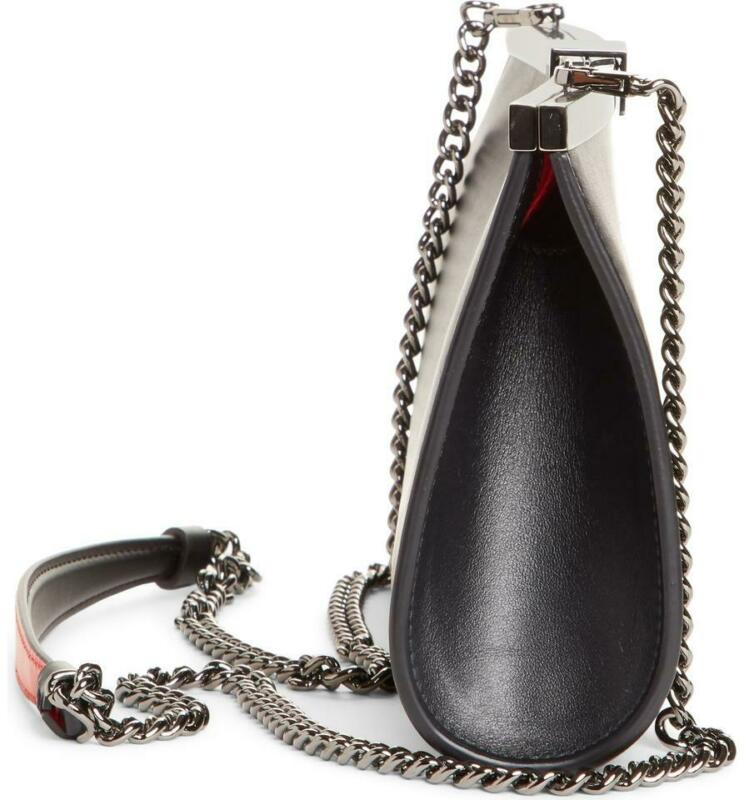 Christian Louboutin Clutch Palmette Calfskin Frame Chain Black Leather Shoulder