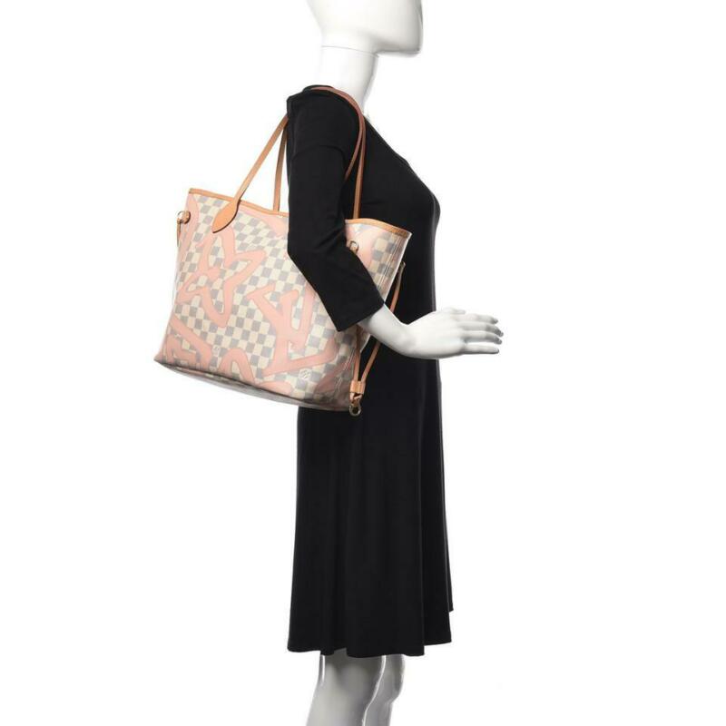 Louis Vuitton Neverfull Tahitienne Mm White Damier Azur Canvas Tote