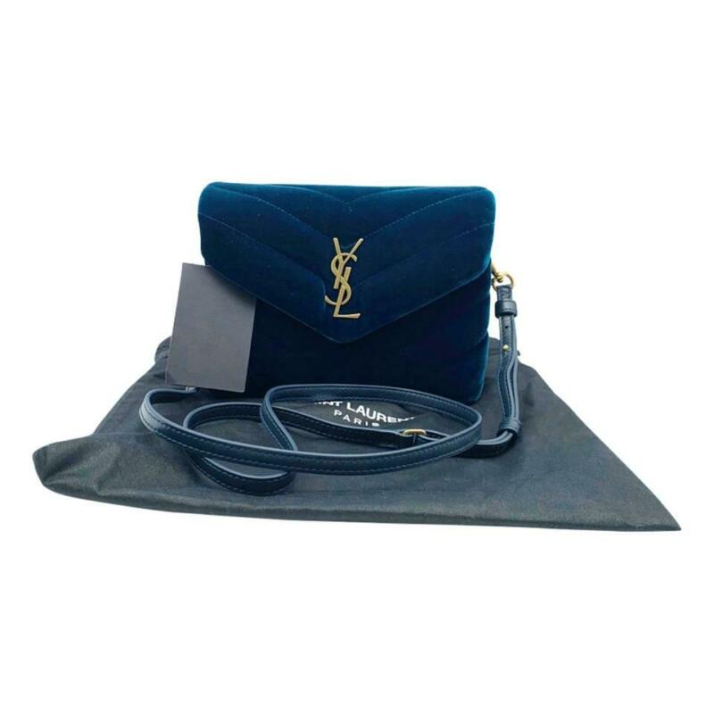 Saint Laurent Monogram Loulou Toy Navy Blue Velvet Cross Body Bag