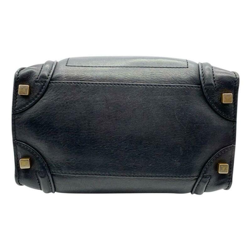 Céline Luggage Micro Black Leather Tote