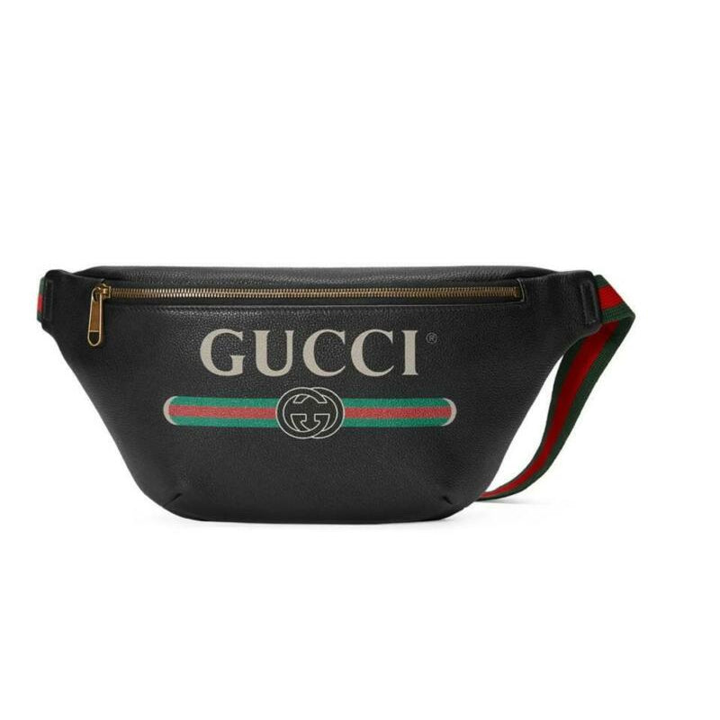 Gucci Belt Bum Retro Print Fanny Pack 80 Black Leather Messenger Bag -  MyDesignerly
