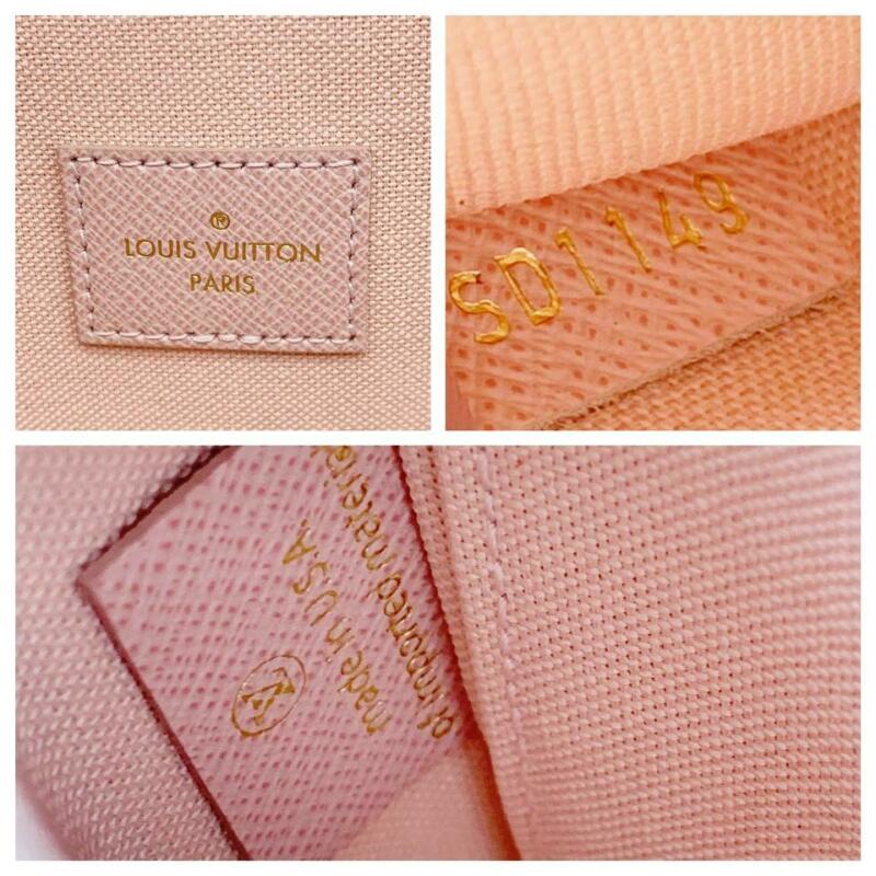 Louis Vuitton Pochette Felicie Rose Ballerine 2019 White Damier Azur Canvas