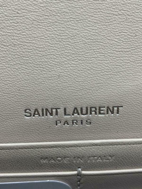 Saint Laurent Monogram Kate Chain Wallet Monogram Tassel Croc Pink Crocodile