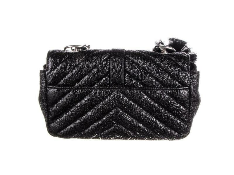 Saint Laurent Collège Mini Quilted Monogram Punk Crackled Chain Black Leather