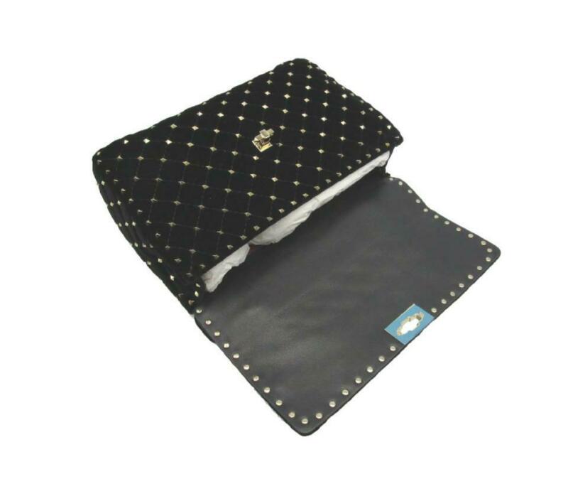 Valentino Shoulder New Garavani Rockstud Spike Large Black Velvet Cross Body Bag