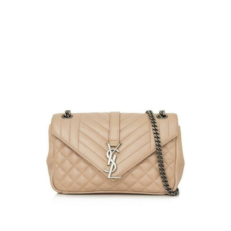 Saint Laurent Collège Monogram Envelop Classic Beige Leather Shoulder Bag