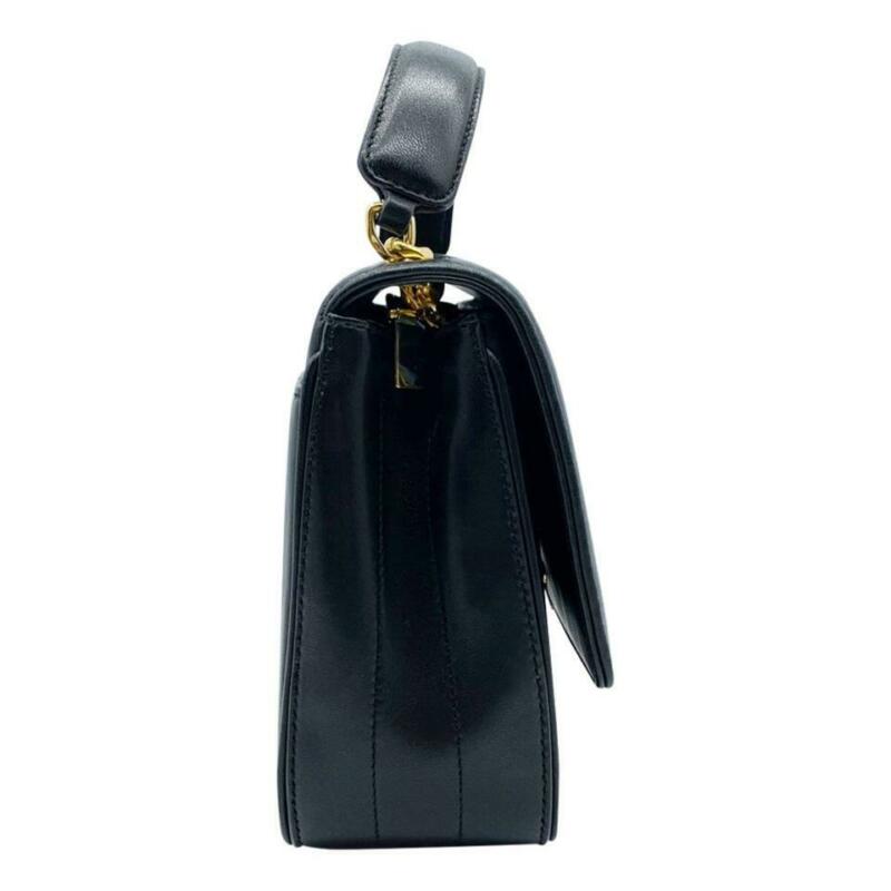 Saint Laurent Vicky Medium Quilted Black Lambskin Leather Shoulder Bag