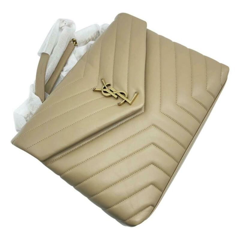 Saint Laurent Monogram Loulou Medium Calf Flap-top Beige Calfskin Leather