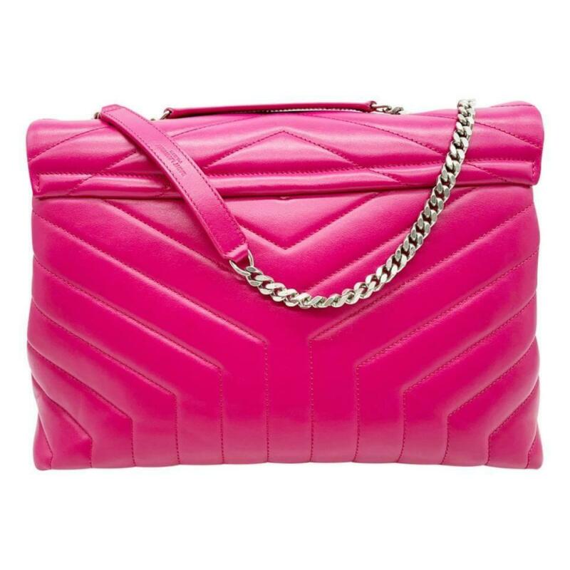 Saint Laurent Mini Lou Leather Shoulder Bag in Pink