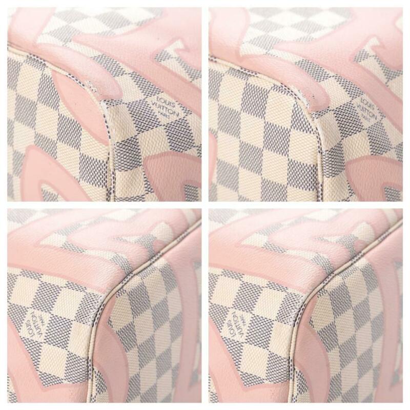 Louis Vuitton Neverfull Tahitienne Mm White Damier Azur Canvas Tote