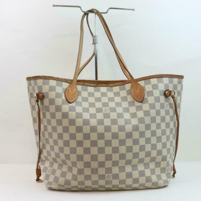 Louis Vuitton Neverfull Mm White Damier Azur Canvas Tote