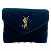Saint Laurent Monogram Loulou Toy Navy Blue Velvet Cross Body Bag