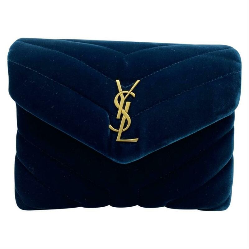 Saint Laurent Monogram Loulou Toy Navy Blue Velvet Cross Body Bag