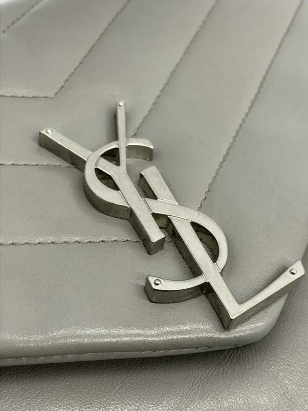 Saint Laurent Monogram Loulou Calfskin Matelasse Medium Monogram Chain Gray