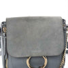 Chloé Faye Suede Calfskin Small Cloudy Blue Leather Backpack