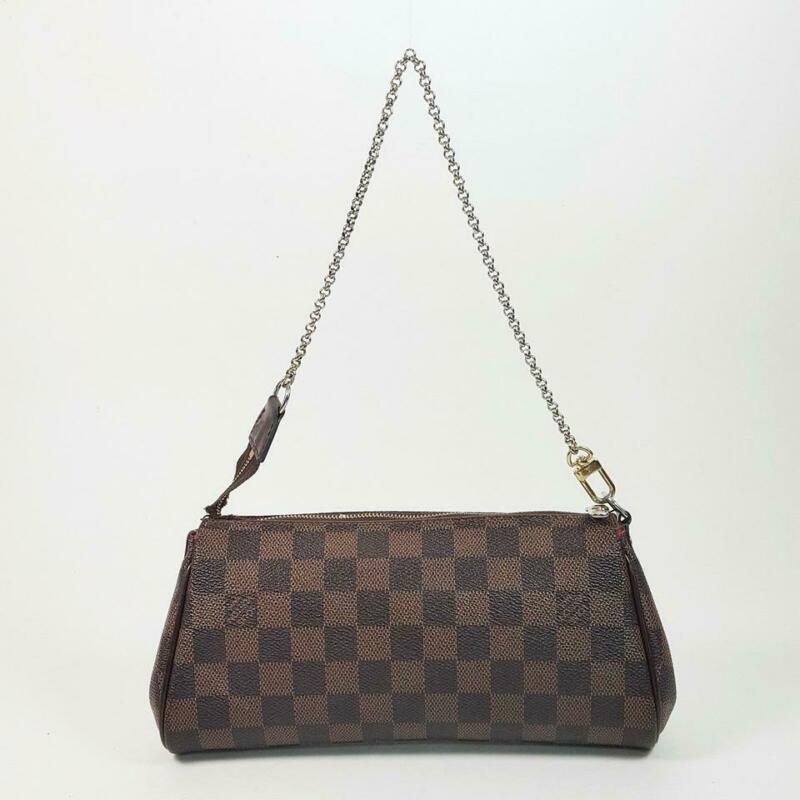 Louis Vuitton Eva Damier Ebene Chain Brown Coated Canvas Cross Body Bag