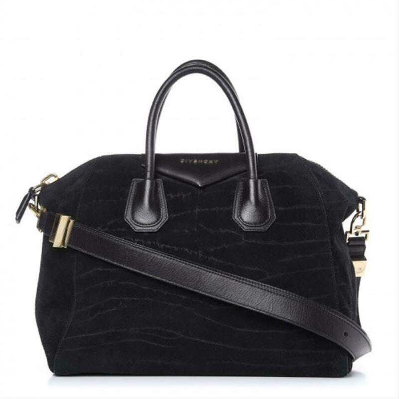 Givenchy Medium Antigona Black Suede Leather Shoulder Bag