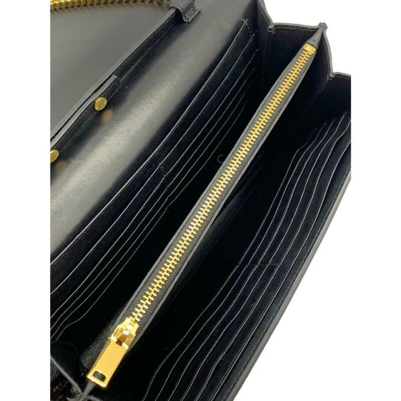 Saint Laurent Wallet on Chain Monogram Kate Calfskin Black Patent Leather Cross